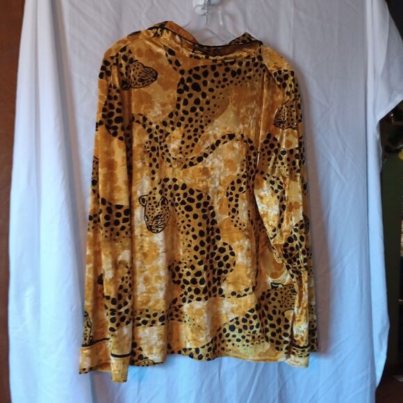 2 Pc Sofia Intimates PJ Set XL (16-18) Black Gold Leopard Print. Soft Cozy - Picture 3 of 12